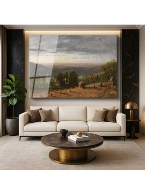 TosbArt Jasper Francis Cropsey Sonbahar Vadisi Doğa Manzarası Temperli Cam Tablo Sanat Tablosu