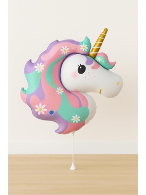 Çiçekli Unıcorn Folyo Balon