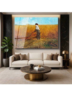 TosbArt Winslow Homer Hasat Kırsal Tarım Resmi Temperli Cam Tablo Sanat Tablosu Dekoratif Tablo