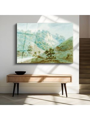 TosbArt John Constable Dağ Vadisi Doğa Manzarası Temperli Cam Tablo Sanat Tablosu Dekoratif Tablo