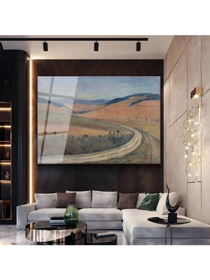 TosbArt Hans Heysen Kırsal Yol Doğa Manzarası Temperli Cam Tablo Sanat Tablosu Dekoratif Tablo