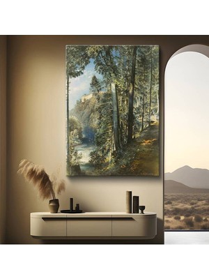 TosbArt William Trost Richards Nehir Kenarı Ağaç Manzarası Kanvas Tablo Ressam Tablosu