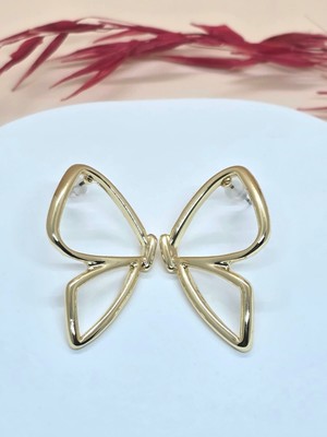Kelebek Model Şık Gold Küpe
