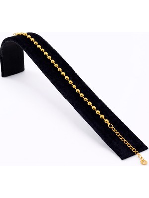 Pangu Altın Renk Mini Boncuk Detaylı Ince Zincir Çelik Bileklik