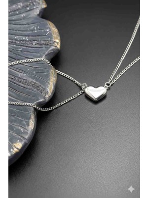 Mira 💕 Aşkı Simgeleyen Kalp Detaylı Çift Kolyesi | Paslanmaz Çelik