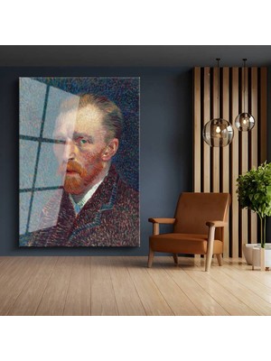 TosbArt Vincent Van Gogh Otoportre Sanatçı Portresi Temperli Cam Tablo Sanat Tablosu Dekoratif Tablo