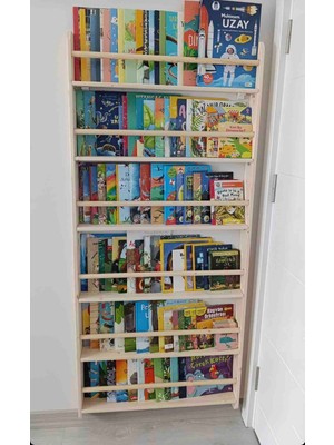 6 Katlı Montessori Kitaplık Yuvarlak Çıtalı