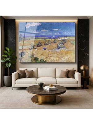 TosbArt Vincent Van Gogh Buğday Tarlası Demetler Hasat Temperli Cam Tablo Sanat Tablosu
