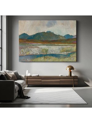 TosbArt Charles Ronald Campbell Iskoç Dağları Peyzaj Manzarası Kanvas Tablo Ressam Tablosu
