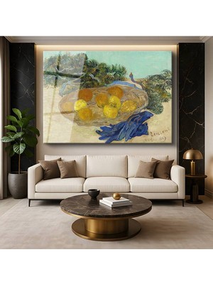 TosbArt Vincent Van Gogh Meyve Sepeti Natürmort Resmi Temperli Cam Tablo Sanat Tablosu Dekoratif Tablo