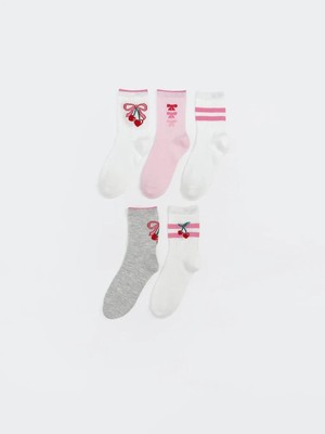 LC Waikiki Desenli Kız Çocuk Soket Çorap 5 Li  (S6)