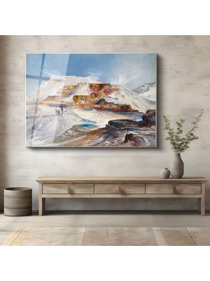 TosbArt Thomas Moran Yellowstone Termal Kaynakları Doğa Temperli Cam Tablo Sanat Tablosu Dekoratif Tablo