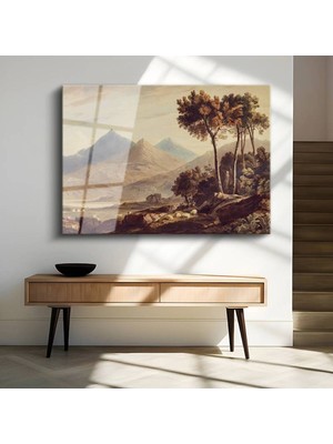 TosbArt J.m.w. Turner Dağlık Doğa Manzarası Temperli Cam Tablo Sanat Tablosu Dekoratif Tablo