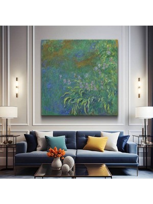 TosbArt Claude Monet Nilüfer Iris Çiçekleri Kanvas Tablo Sanat Tablosu Ressam Tablosu
