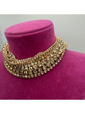 Mare Accessories Zirkon Taşlı Çok Sıralı Gösterişli Choker Kolye