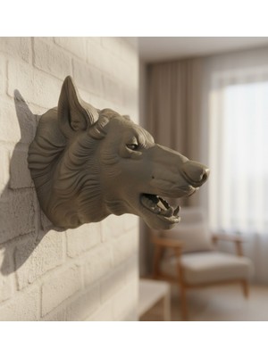 Toyigoo Gri Kurt Duvar Biblosu Güçlü Detaylı Dekoratif Tasarım 25X19 cm - AA002I-6LD8F3