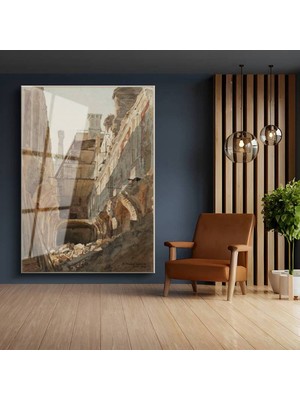 TosbArt David Roberts Tarihi Yapı Kalıntıları Antik Temperli Cam Tablo Sanat Tablosu Dekoratif Tablo
