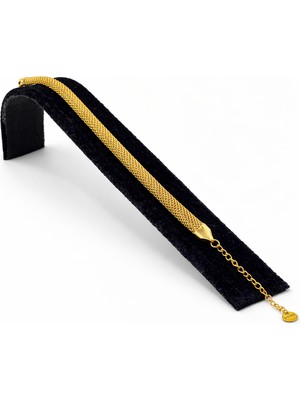 Pangu Örgülü Düz Zincir Altın Renk Çelik Bileklik