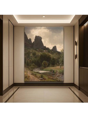 TosbArt Albert Bierstadt Kayalık Vadisi Dağ Manzarası Kanvas Tablo Sanat Tablosu Ressam Tablosu