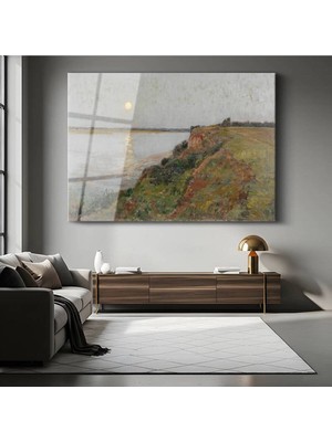 TosbArt Lionel Constable Ay Işığı Sahil Manzarası Temperli Cam Tablo Sanat Tablosu Dekoratif Tablo