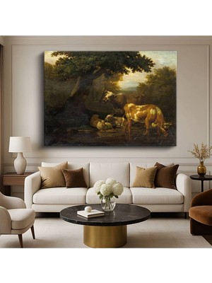 TosbArt Aelbert Cuyp Nehir Kenarı Sığırlar Hayvan Resmi Kanvas Tablo Sanat Tablosu Ressam Tablosu