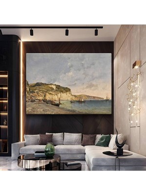 TosbArt Eugène Boudin Normandiya Sahili Deniz Manzarası Kanvas Tablo Sanat Tablosu Ressam Tablosu