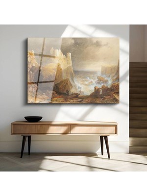 TosbArt J.m.w. Turner Deniz Kıyısı Kale Manzarası Temperli Cam Tablo Sanat Tablosu Dekoratif Tablo