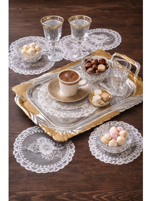 PremiumPort Kahve Kokteyl Dekoratif Dantel Güpür Seti, 6 Adet, Şıklık ve Zarafet Sağlar