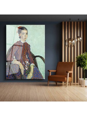 TosbArt Vincent Van Gogh La Mousmé Kadın Portresi Temperli Cam Tablo Sanat Tablosu Dekoratif Tablo