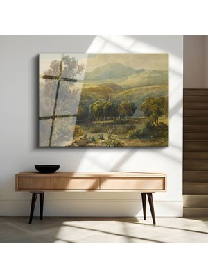 TosbArt William Turner Kırsal Doğa Manzarası Temperli Cam Tablo Sanat Tablosu Dekoratif Tablo