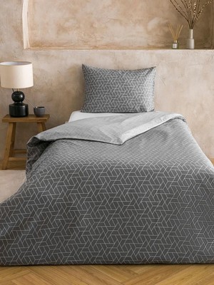 LC Waikiki Gri Geometrik Desenli Tek Kişilik Nevresim Seti  (S6)