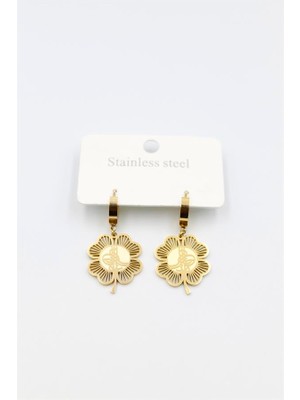 Royaleks Tuğra Yonca Küpe - Altın