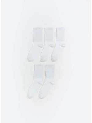 LC Waikiki Beyaz Basic Erkek Çocuk Soket Çorap 5 Li  (S6)