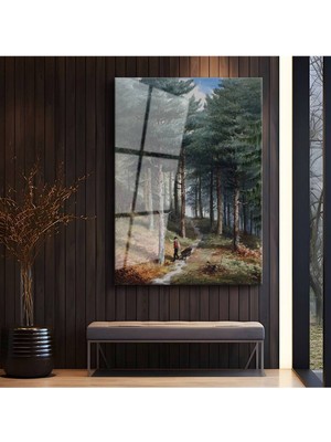 TosbArt Ivan Shishkin Çam Ormanı Yürüyüş Yolu Temperli Cam Tablo Sanat Tablosu Dekoratif Tablo