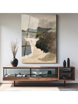 TosbArt J.m.w. Turner Dağ Şelalesi Doğa Manzarası Temperli Cam Tablo Sanat Tablosu Dekoratif Tablo