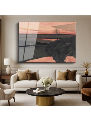 TosbArt Edvard Munch Gün Batımı Doğa Manzarası Temperli Cam Tablo Sanat Tablosu Dekoratif Tablo
