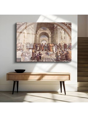 TosbArt Raffaello Atina Okulu Klasik Sanat Temperli Cam Tablo Sanat Tablosu Dekoratif Tablo