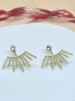 Zirkon Taşlı Şık Gold Küpe
