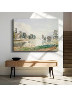 TosbArt Thomas Girtin Nehir Kıyısı Su Manzarası Kanvas Tablo Sanat Tablosu Ressam Tablosu