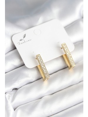 Net Damla Kare Zirkon Taşlı Kadın Küpe