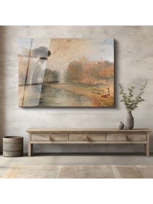 TosbArt J.m.w. Turner Nehir Su Manzarası Temperli Cam Tablo Sanat Tablosu Dekoratif Tablo