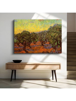 TosbArt Vincent Van Gogh Zeytin Ağaçları Akdeniz Manzarası Kanvas Tablo Ressam Tablosu