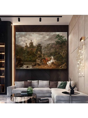 TosbArt Philip James De Loutherbourg Şato Harabeleri Tarihi Manzarası Kanvas Tablo Ressam Tablosu