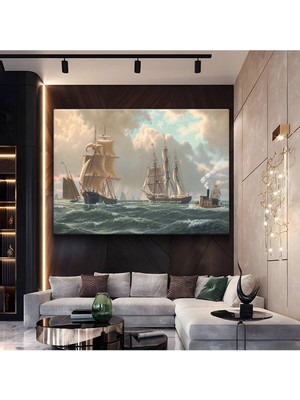 TosbArt James Edward Buttersworth Yelkenliler Deniz Resmi Kanvas Tablo Ressam Tablosu