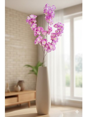 PremiumPort 120 Yapraklı Bahar Dalı Japon Kiraz Çiçeği, Lila Renk, 90 cm