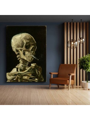 TosbArt Vincent Van Gogh Sigara Içen Kafatası Sanat Kanvas Tablo Sanat Tablosu Ressam Tablosu