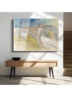 TosbArt J.m.w. Turner Taş Köprü Eskiz Sanatı Temperli Cam Tablo Sanat Tablosu Dekoratif Tablo