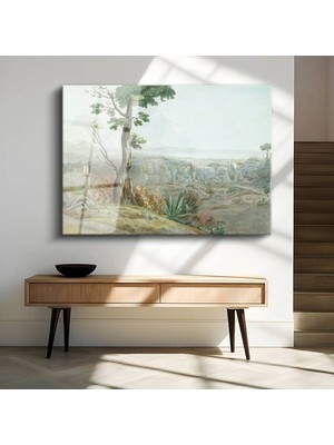 TosbArt Claude Lorrain Italyan Kırsal Pastoral Manzara Temperli Cam Tablo Sanat Tablosu Dekoratif Tablo