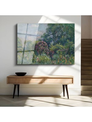 TosbArt Claude Monet Bahçe Çiçekleri Renkli Manzara Temperli Cam Tablo Sanat Tablosu Dekoratif Tablo