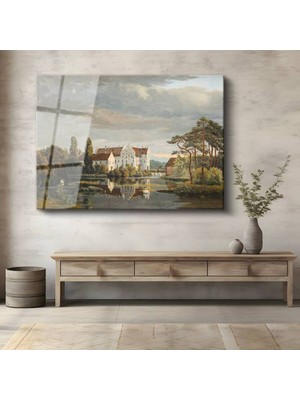 TosbArt Christoffer Eckersberg Borup Şatosu Tarihi Manzara Temperli Cam Tablo Sanat Tablosu Dekoratif Tablo